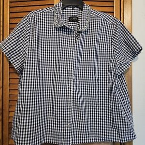 J. Crew Women's Navy and White Gingham Button Down Shirt